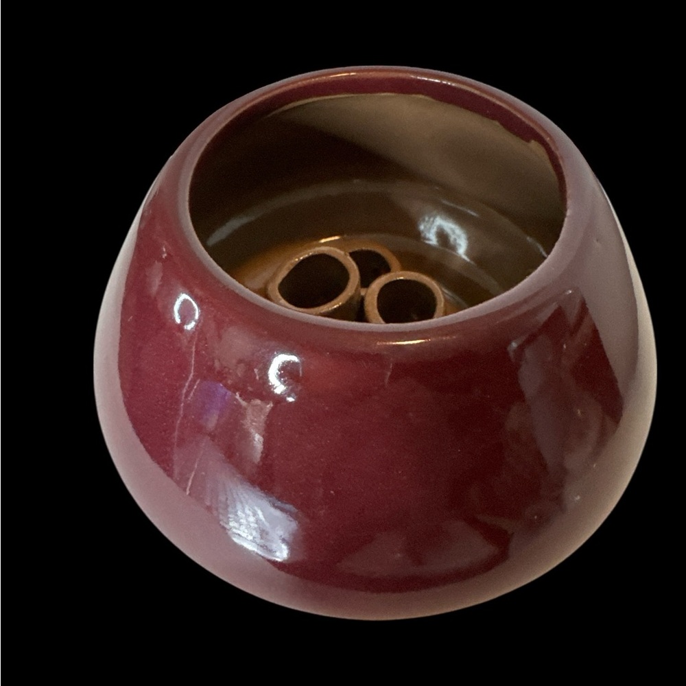 Elegant Burgundy Ceramic pottery Vase with flower tubes inside. (R 4 110125)